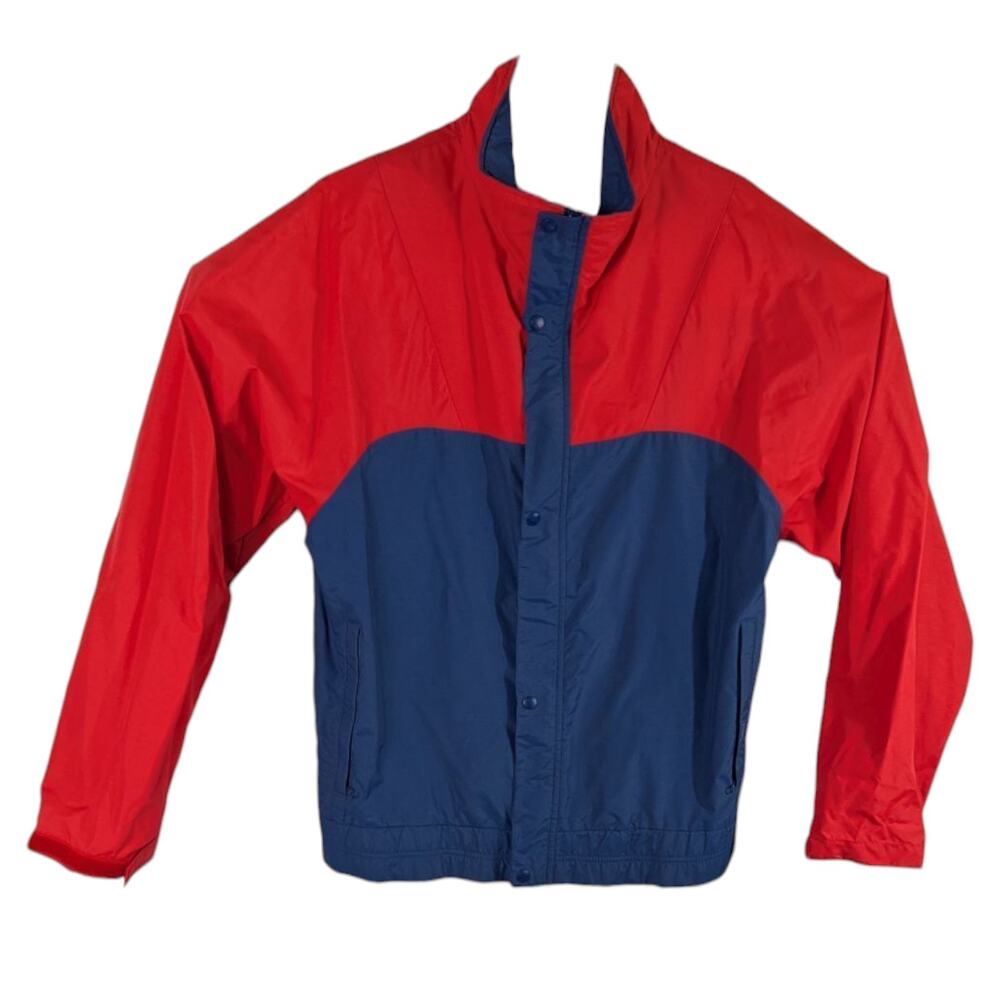 Mens Helly Hansen Rain Jacket Red Blue Color Block Sport Tech Full Zip sz Large